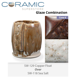 Copper Float SW-129 over Sea Salt SW-118 Stoneware Combination Copper Float SW-129 over Sea Salt SW-118 Stoneware Combination